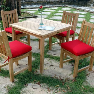 Teak Dining Set Outdoor 5 pc Restaurant Style Table and Chairs
